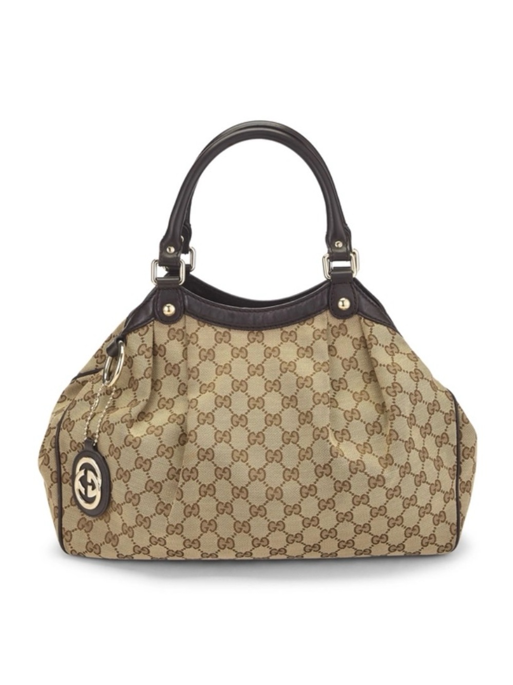Gucci Brown Beige Original GG Canvas Sukey Tote